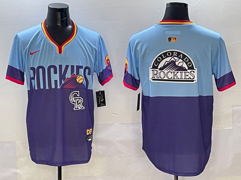Men Colorado Rockies Blank Purple blue Joint Name 2025 Nike MLB Jersey style 10->colorado rockies->MLB Jersey